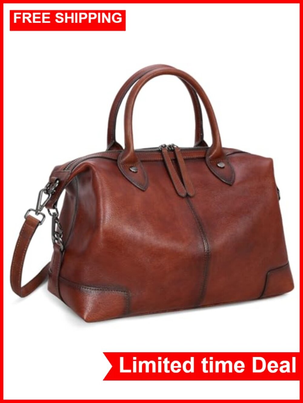 Genuine Leather Satchel Tote Bag Large Capacity Top Handle Handbag Vintage